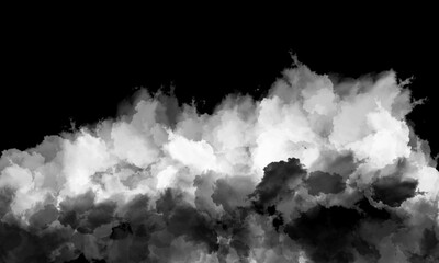 Thick Abstract White Smoke and Fog Overlay on a Solid Black Background Dynamic Dark and Light Clouds or Dust Explosion Texture for VFX and Digital Design