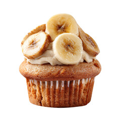 Banana Cupcake Topped with Fresh Slices