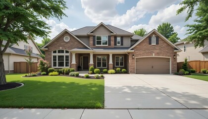 Dream Home: This is a beautiful house surrounded by green grass, and trees.