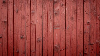 Fototapeta premium Close up view of a weathered red wooden plank wall texture