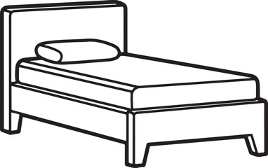 Single bed with pillow line art twin bed mattress
