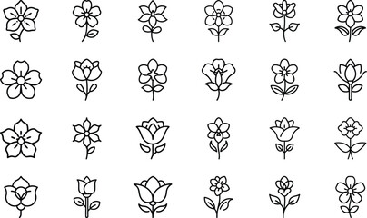 Bundle Minimal Line Icon Of A Flower Eps 14