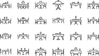 Bundle Minimal Line Icon Of A Dining Table Eps 13