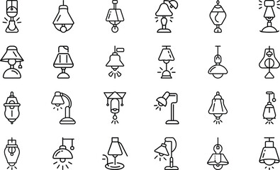 Bundle Minimal Line Icon Of A Lamp Eps 23