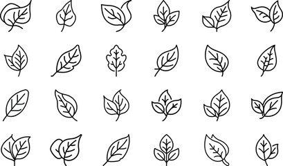 Bundle Minimal Line Icon Of A Leaf Eps 24