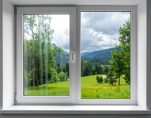 Fototapeta premium window with green grass