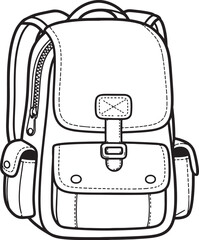 a bag pack with a zipper coloring page for kids