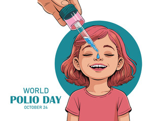 World Polio Day typography design with polio vaccine dropping