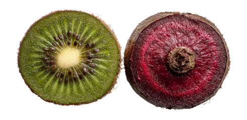 Fresh Slices of Kiwi Fruit on Transparent Background for Creative Projects