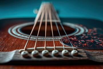 Close-Up Macro Shot of Acoustic Guitar Strings