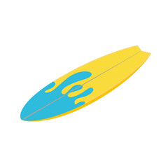 3D Surfboard Icon Representing Beach Culture, Water Sports, and Summer Recreation