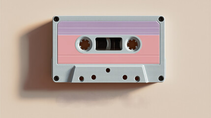 Obraz premium Pastel cassette tape minimal design with pastel cassette tape mood in pastel cassette tape setting, minimal pastel analog nostalgia, vintage cassette tape flatlay
