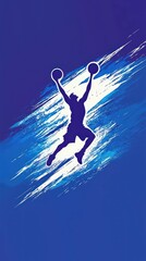 Dynamic Basketball Silhouette with Vibrant Colors and Energetic Background Design for Sports Enthusiasts