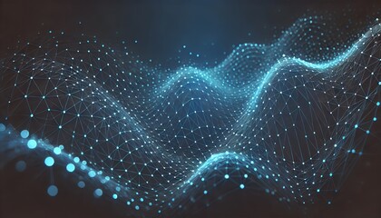 Abstract digital wave with connecting dots and lines for data visualization