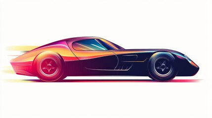 Naklejka premium 103.A high-detail vector illustration of a modern classic German sports car, showcasing its sleek, aerodynamic body with bold, sculpted lines. The car is presented in a side view with vibrant