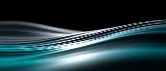 Abstract ocean wave art with fluid blue curves and black background