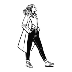 Stylish Woman Walking Illustration