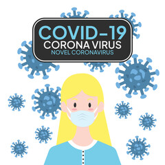 Coronavirus in China. Novel coronavirus (2019-nCoV), people in white medical face mask. Concept of coronavirus quarantine vector illustration. woman in white medical face mask.