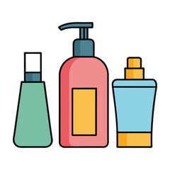 a bottle of shampoo, soap and lotion