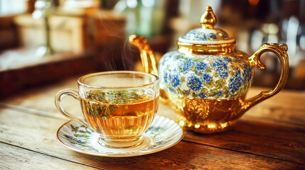 Fototapeta premium cup of tea and teapot