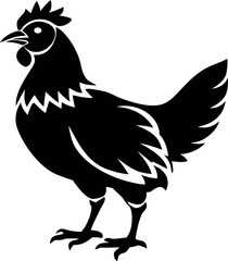 Rustic hen silhouette vector artwork, perfect for poultry business branding, agriculture identity, and organic labels.