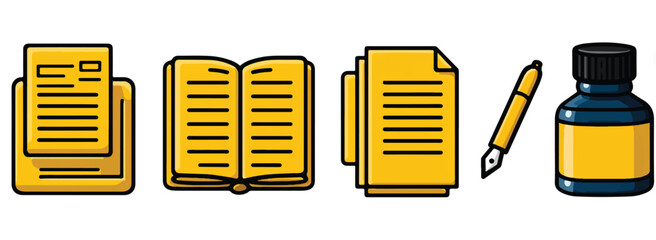 Writing and knowledge concept showcasing stationery items and open book vector illustration great for education themes