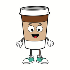 coffee cup character vector illustration