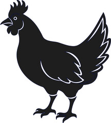 Minimal hen silhouette vector illustration, great for food packaging, organic farming logos, and countryside branding.