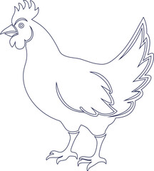 Minimal hen outline graphic, suitable for rustic farm labels, eco friendly packaging, and poultry product branding.