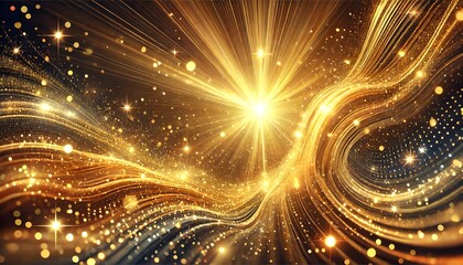 Golden light streaks across a dark background, creating a magical atmosphere