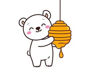Cute Polar Bear with Honeycomb.