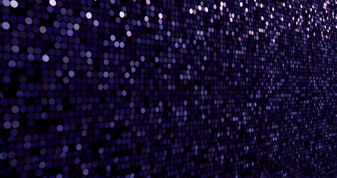 Twilight sequins turn up in a random pattern. Side macro view of gorgeous waving pattern background. 4K 3D rendering loop animation.