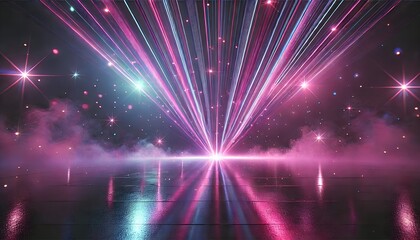 Abstract background with light streaks and reflection in pink and blue tone