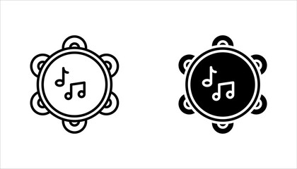 Tambourine Linear icon set. musical instrument. Folk instrument for beating out rhythm. vector illustration on white background