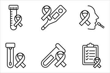 Fototapeta premium HIV test linear icon set. Laboratory blood examination. Rapid test for AIDS. Medical check. vector illustration on white background