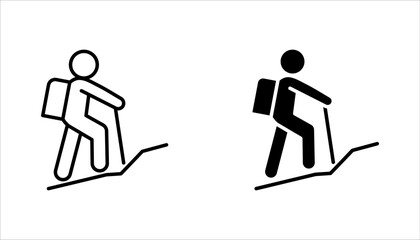 Hiking line icon set. Simple outline style. Activity, nature, trekking, walk, adventure concept, vector illustration on white background