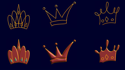 Crown 3d doodle cute draw