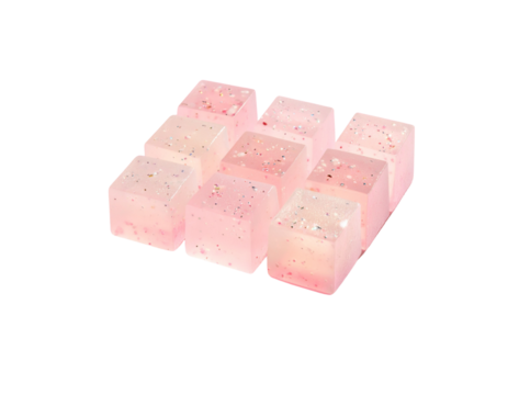 Sparkling Jelly Cubes on Pink Background PNG