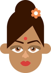 Cartoon Woman with Flower in Hair