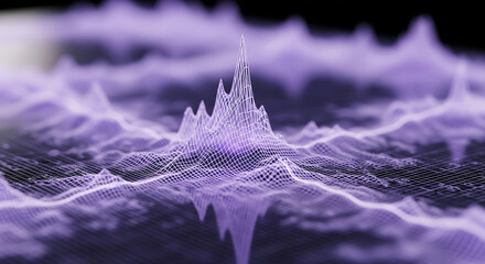 An abstract purple audio waveform or data visualization, a perfect background for concepts of sound, technology, and signal processing