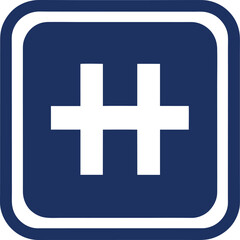 Fototapeta premium Hospital Ahead Sign Flat Vector Icon for Medical Guidance, Health Navigation, and Blue H Letter Symbol, Isolated on White Background.