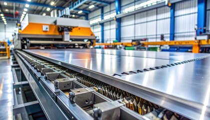Fototapeta premium Industrial Factory with Metal Sheet and Machinery