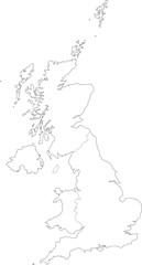 High-capacity vector illustration of a UK map.