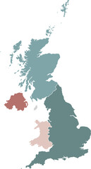 High-capacity vector illustration of a UK map.