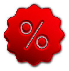 Christmas Red Percent Icon glossy 3D festive holiday winter decoration shiny sale discount symbol for celebration poster sticker background