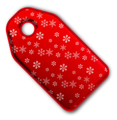 Christmas Red Price Tag Icon glossy 3D festive holiday winter decoration shiny sale label symbol for celebration poster sticker background
