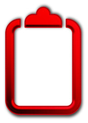 Christmas Red Clipboard Icon glossy 3D festive holiday winter decoration shiny task list symbol for celebration poster sticker background