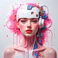 Futuristic humanoid AI portrait