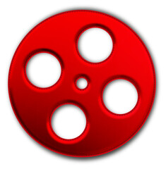 Fototapeta premium Christmas Red Film Reel Icon glossy 3D festive holiday winter decoration shiny movie cinema symbol for celebration poster sticker background