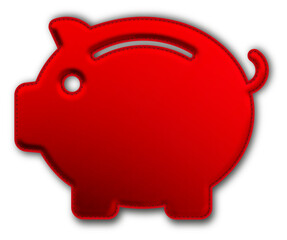 Christmas Red Piggy Bank Icon glossy 3D festive holiday winter decoration shiny savings money symbol for celebration poster sticker background
